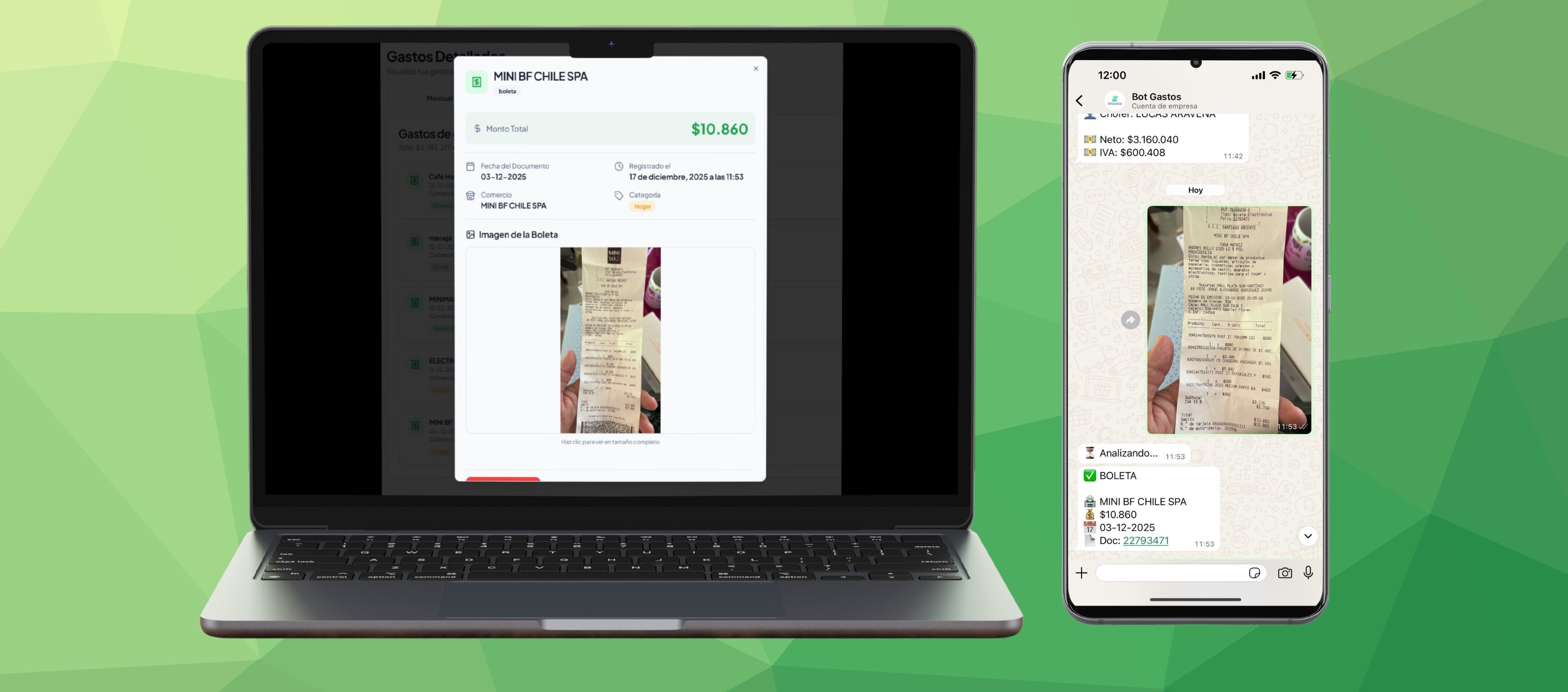 Panel de control AIGastos - Gestión de gastos hormiga para emprendedores con organización automática de boletas